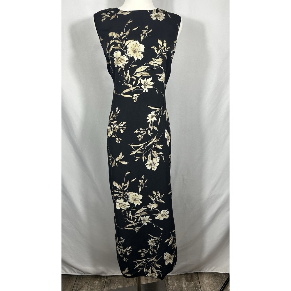 Vintage Dark Floral Maxi Dress 90s Boho Fairy Grunge Y2K Whimsigoth Phoebe -Flaw